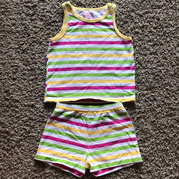 Garanimals Other - Garanimals Yellow Pink Green Striped Matching Set Shorts & Tank Top